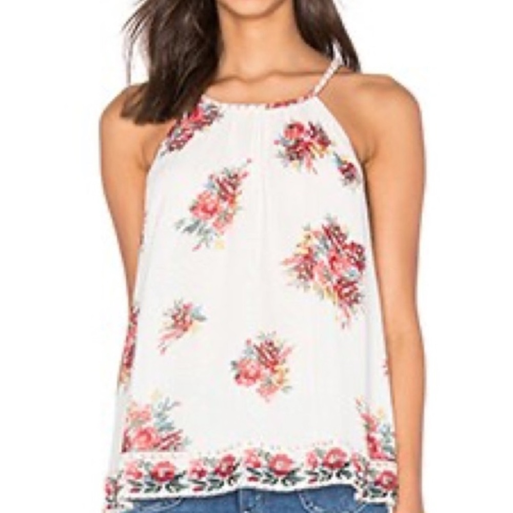 Joie Floral Gris Braided Silk Tank in Porcelain New Size Large - Picture 2 of 9